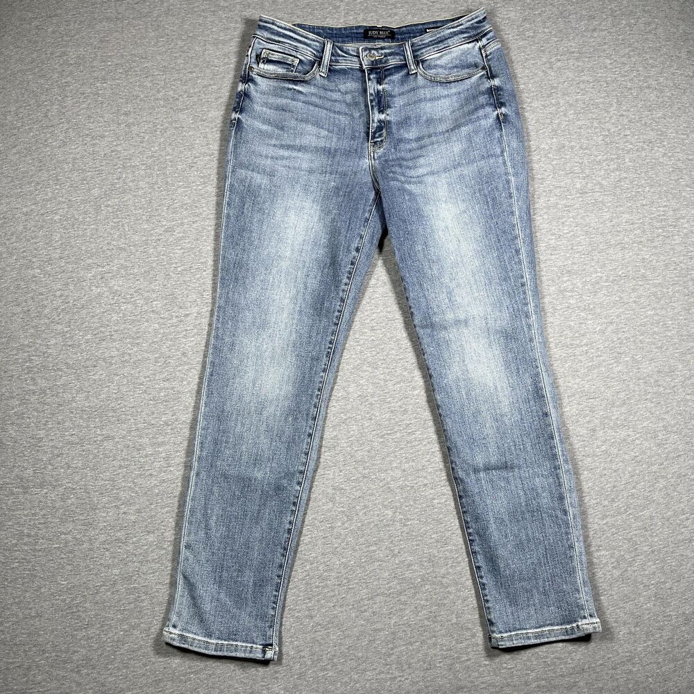 Judy Blue Jeans Womens 11/30 Blue Boyfriend Mid Rise Relaxed Stretch Denim